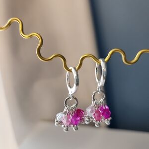 Elegant Silver and Pink Dangle Earrings